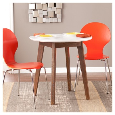 Oden Round White and Burnt Oak Wood Dining Table
