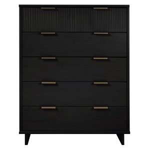 Sapphtopaz Modern Dresser with Drawers Elegant Vertical Textured Closet Organizer with Golden Metal Handles Dressers for Bedroom - 1 of 4