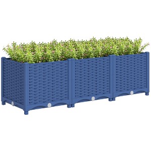 Outsunny Raised Flower Bed, Plastic Planter Box with Drainage Holes for Vegetables, Herbs, Flowers & Succulents - 1 of 4