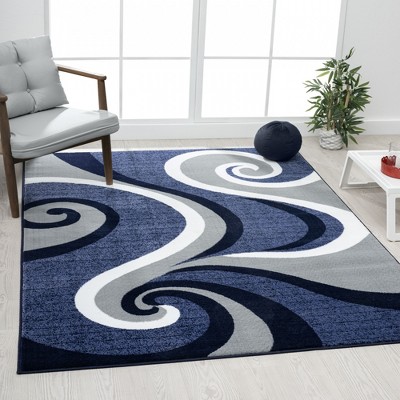 Luxe Weavers Marble Swirl Abstract Area Rug, Blue 5x7