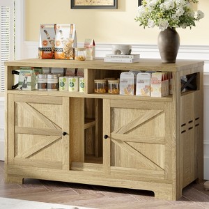 TIRAMISUBEST Double Cat Litter Box Enclosure 2 Cats Modern White Dual Room Ventilation Grille E1 MDF Anti Tip TV Stand Coffee Table - 1 of 4