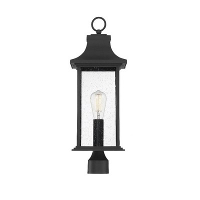 Matte Black Outdoor Post Lantern with Clear Seeded Glass