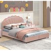 PAGED Upholstered Platform Bed Frame Princess Bed with Crown Headboard and Bed-End Storage Pocket for Kids, No Box Spring Needed - 2 of 4
