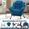 Coucheta Lazy Chair Collection - Modern Accent Lounge Armchairs with Side Pockets, Optional Folding Ottoman, Multiple Colors Available - 3 of 4