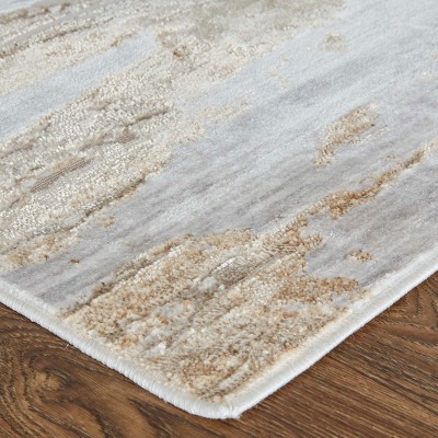 Laina Tan and Ivory Abstract 2x3 Viscose Area Rug