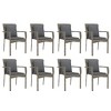 vidaXL Patio Dining Set Outdoor Conversation Set with Cushions Poly Rattan - Gray 74.8" Table Length 8 Chairs - 4 of 4