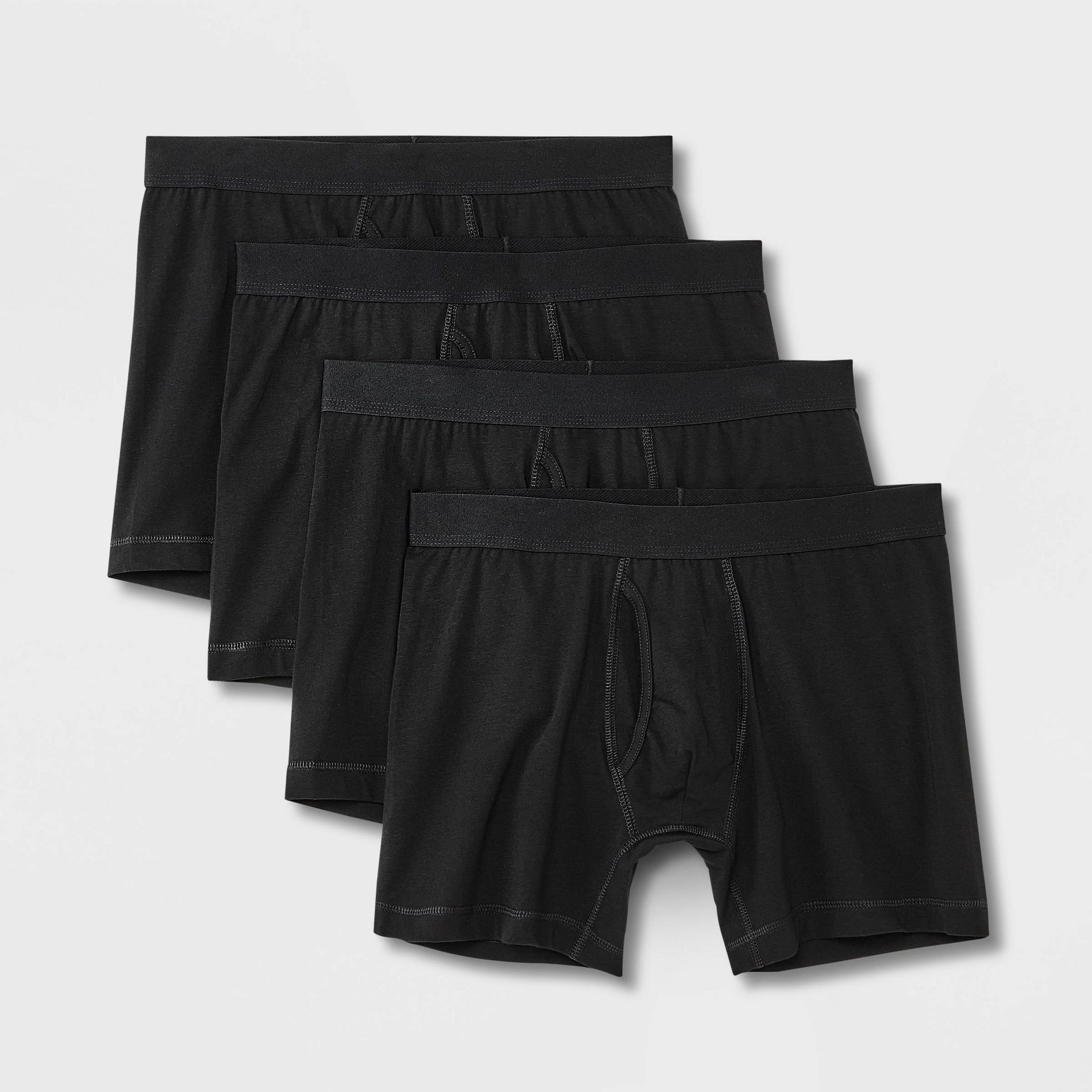 Men's Support Pouch Boxer Briefs 4pk - Goodfellow & Co™ Black M: Mid Rise, Mesh Liner, Jersey Fabric