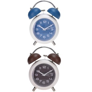 REGALWOVEN 2 Pcs Old Fashioned Battery-Powered Metal Night Light Alarm Clock 5.9 x 4.3 x 2 Inches - 1 of 4