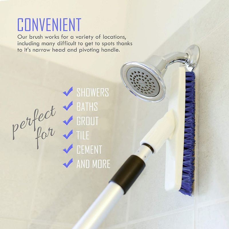 Grout Brush Scrubber Head V-Shaped Twist-on Attachment Tough Bristles for Narrow & Wide Kitchen Shower Tub Tile Surfaces - By ELITRA HOME, 3 of 6