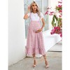 Maternity Maxi Skirt Womens High Waisted Boho Summer Casual Flowy Ruffle Suspender Long Pregnancy Skirt Overall Dress - 4 of 4