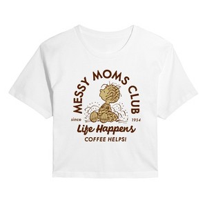 Women's - Peanuts - Messy Moms Club Cropped Graphic T-Shirt - 1 of 4