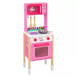 Theo Klein Barbie Epic Chef Wooden Toy Kitchen Cooking Playset with Pretend Play Oven, Microwave, and Utensils for Kids 3 and Up