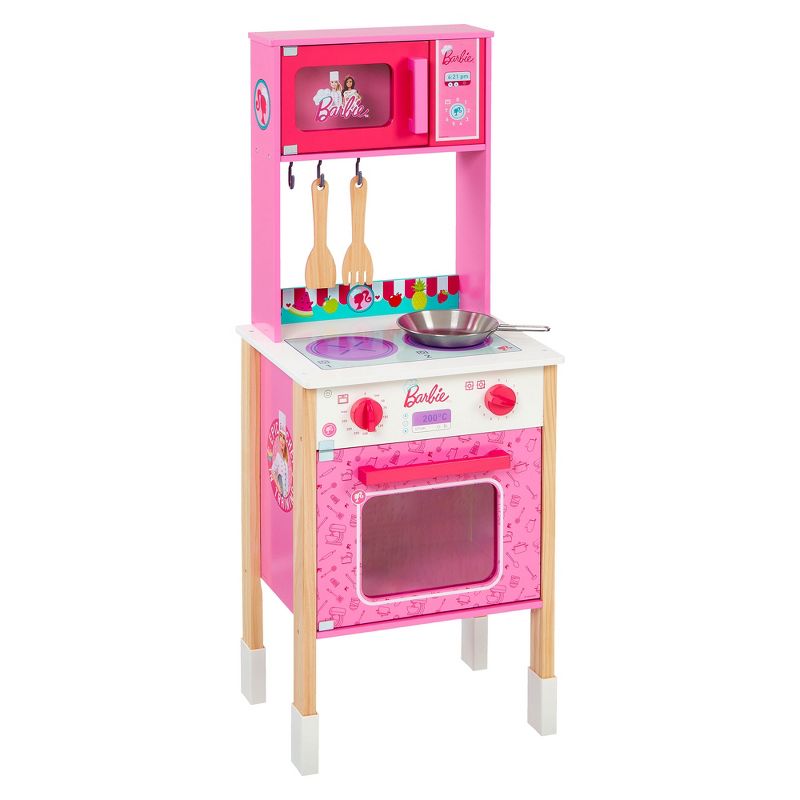 Theo Klein Barbie Epic Chef Wooden Toy Kitchen Cooking Playset with Pretend Play Oven, Microwave, and Utensils for Kids 3 and Up, 1 of 8