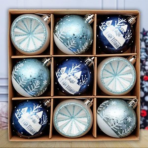 9pc Elegant Blue Winter Theme Christmas Ornament Bundle, Snow and Tree Baubles| OrnamentallyYou - 1 of 4