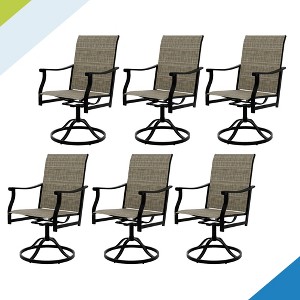 Outdoor Swivel Dining Chairs with Textilene Breathable Back, Swivel Patio Dining Chairs Set of 6, SwivelPatio SlingChairs Set for Poolside Lawn Garde - 1 of 4