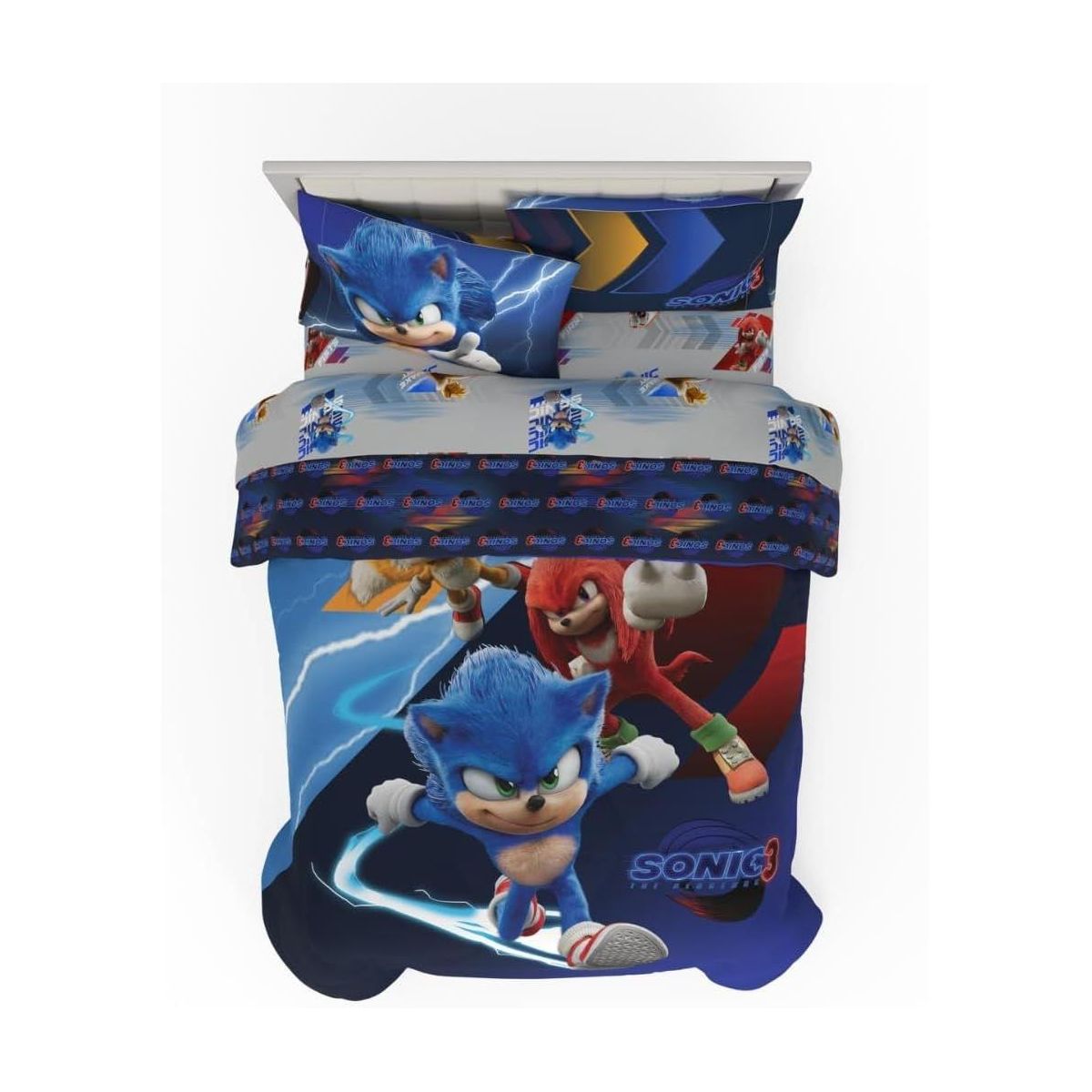 Sonic The Hedgehog 3 Movie Kids Bedding Full Comforter and Sheets, 5 Piece Set