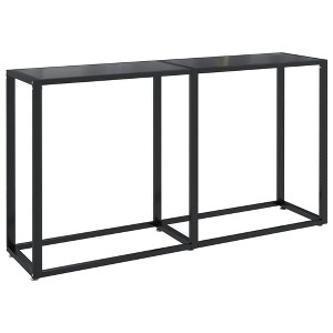 vidaXL Console Table Black Tempered Glass, Powder-Coated Steel - 1 of 4