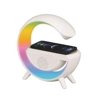 ZTECH Bluetooth LED Wireless Charging Speaker with FM Radio, White