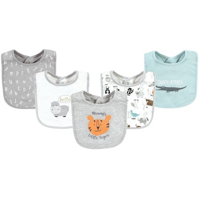 Image of Hudson Baby Unisex Baby Cotton Bibs, Alphabet Animals, One Size