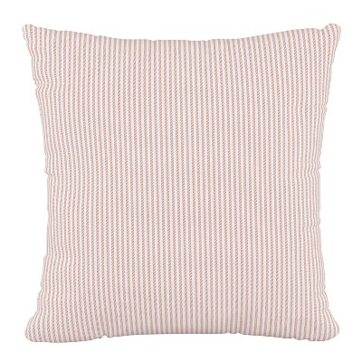 18"x18" Oxford Striped Polyester Pillow Coral - Skyline Furniture: Woven Square Indoor Decorative Accent with Zipper