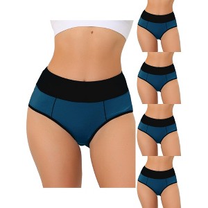 Allegra K Women's Plus Size High Waist Tummy Control Color-Block 5 Packs Available Briefs - 1 of 4