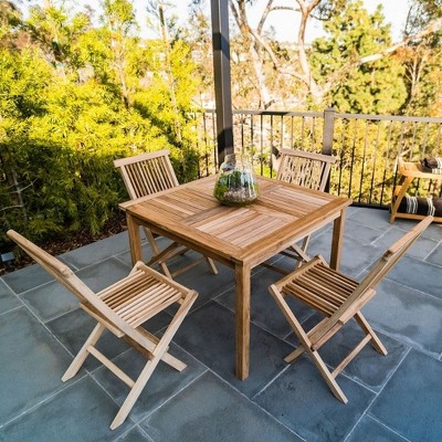 Nordic Teak Brown Armless Folding Patio Chair