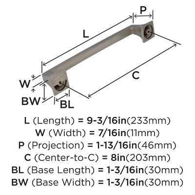 Satin Nickel Brushed Traditional Appliance Pull with Mounting Hardware