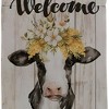 Slickblue "Welcome Home" Garden Flag – Cow with Wildflower Crown on Distressed White Shiplap, 18" x 12.5" - 3 of 4