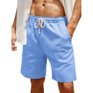 COOFANDY Men's Linen Shorts Casual Elastic Waist Drawstring Summer Beach Shorts - 1 of 4