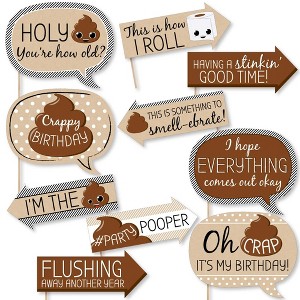 Big Dot of Happiness Funny Oh Crap, You're Old - Poop Birthday Party Photo Booth Props Kit - 10 Piece - 1 of 4