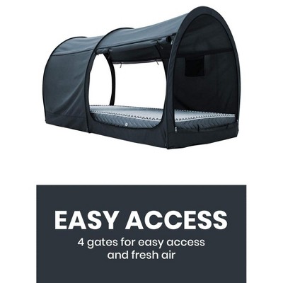 Twin Size Gray Fabric Indoor Bed Tent Canopy