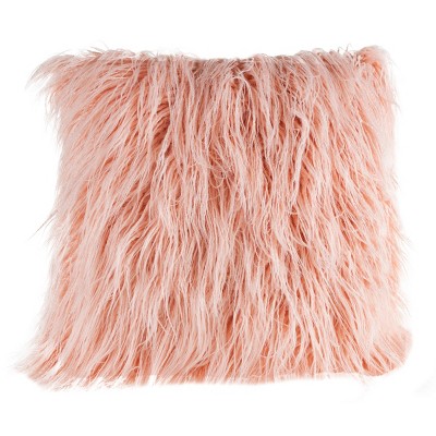 Hastings Home 18-inch Mongolian Faux Fur Pillow, Pink : Target