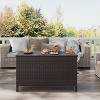 80 Gallon Outdoor Rattan Deck Box with Wheels, Waterproof Wicker Storage Box for Patio Cushions, Garden Tools, Pool Accessories, Brown - 3 of 4