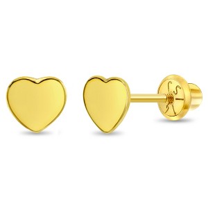 Girls' Polished Heart Screw Back 14k Gold Earrings - In Season Jewelry - 1 of 4