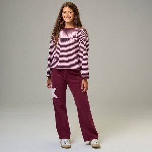 Pacsun Kids Girls' Fleece Wide Leg Sweatpants - Burgundy L : Target