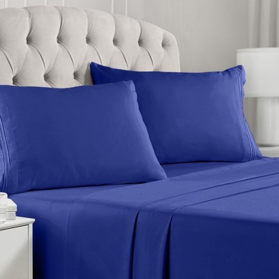 Royal Blue Queen Microfiber 4-Piece Sheet Set