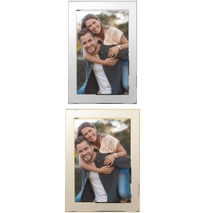REGALWOVEN Home Room Modern Brushed Aluminum Real Glass Photo Frame - 1 of 4