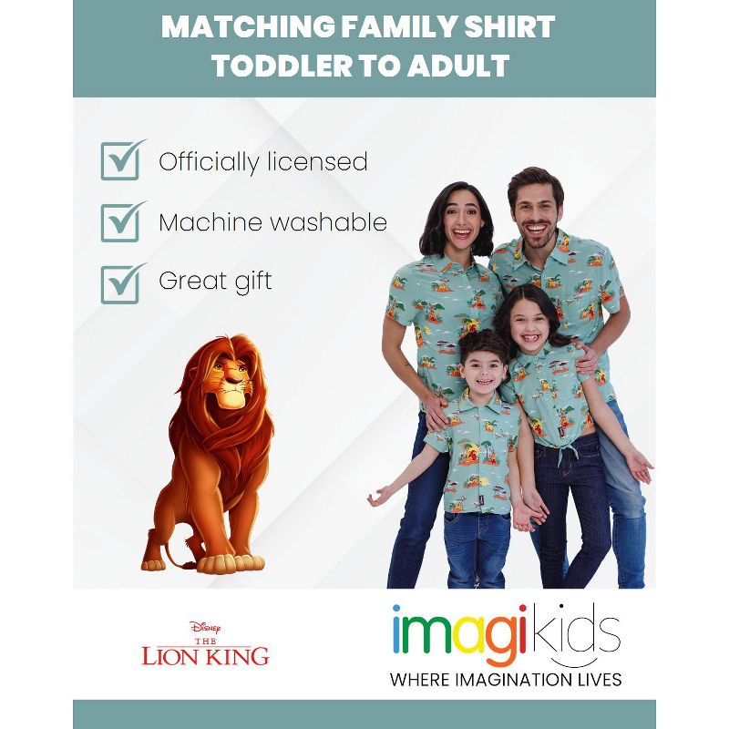 Disney Lion King Simba Nala Timon Pumbaa Mufasa Zazu Matching Family Hawaiian Button Down Shirt Toddler to Big Kid, 4 of 7