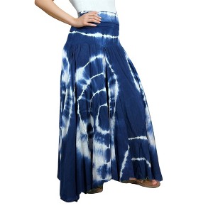 Agan Traders Women's Boho Summer Tie-dye High Waistband A Line Flared Maxi Skirt - 1 of 4