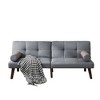Convertible Futon Sofa Bed Linen Sleeper Couch With Solid Wood Legs Adjustable Backrests For Living Room Bedroom - 4 of 4