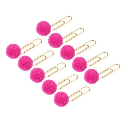 Unique Bargains Metal Prevent Tearing Pages Home Office Paper Clip with Plush Ball 20 Pcs