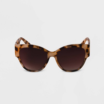 Women's Large Plastic Tortoise Cateye Sunglasses - A New Day™ Brown