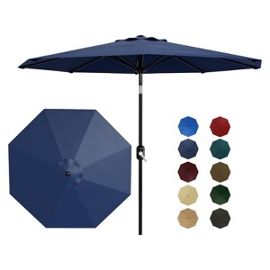 9ft Patio Umbrella, Table Umbrella Outdoor Patio with Crank Lift & Push Button Tilt, 8 Sturdy Ribs for Yard, Deck, Pool - 1 of 4