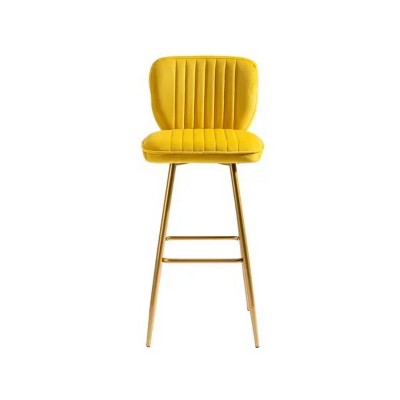 Yellow Bar Stools with Back and Footrest Counter Height Dining Chairs 2PC/SET