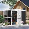 Outsunny 8 x 4ft Garden Storage Shed, Outdoor Metal Tool Shed with 2-Tier Storage Rack, Vents and Lockable Door for Backyard Patio Lawn, Dark Gray - 3 of 4