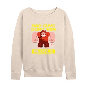 Women's - Disney - Bad Guys Don’t Win Medals Lightweight French Terry Wide Neck Long Sleeve Shirt - 1 of 4