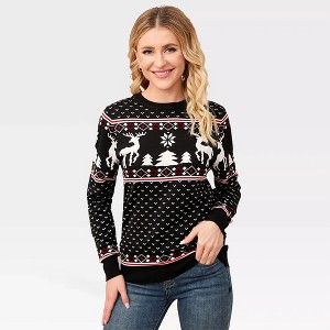 Pullover Christmas Sweaters for Women Long Sleeve Crew Neck Sweater with Snowflakes Pattern Sweater Jacquard Knit Sweater - 1 of 4