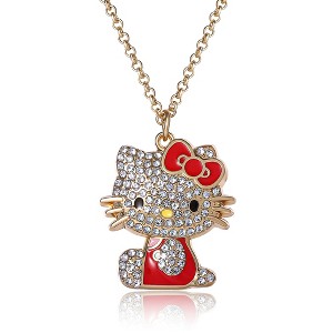 Sanrio Hello Kitty Crystal Pendant Necklace - Gold-Tone with Colorful Enamel Accents - 1 of 4