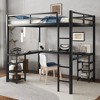 VYNXARIA Full Metal Loft Bed with Desk and Shelves, Loft Bed with Ladder and Guardrails, Loft Bed Frame for Bedroom, Black with Black Desk - 2 of 4