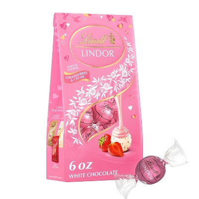 Lindt Lindor Valentine's Strawberries and Cream White Chocolate Truffles - 6oz